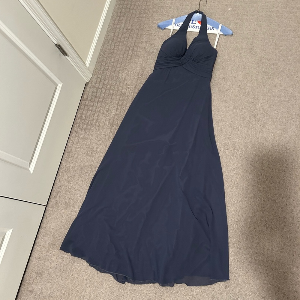 Azazie Blue Halter Maxi Gown Cocktail
